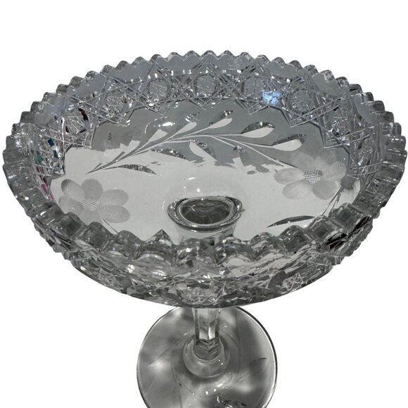 American Brilliant Period Cut Glass Compote Clear - Picture 5 of 10